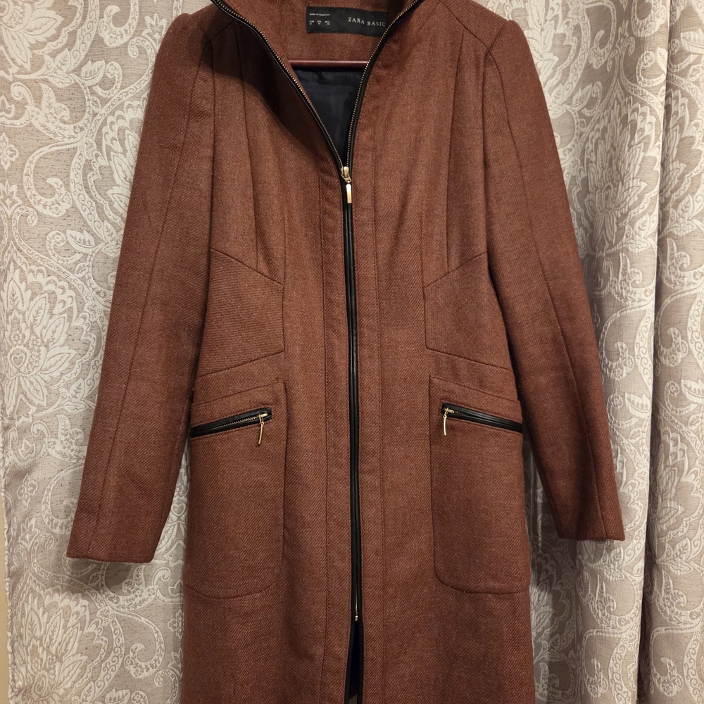 Earl Jeans Tan Trench Coat with Black Accents